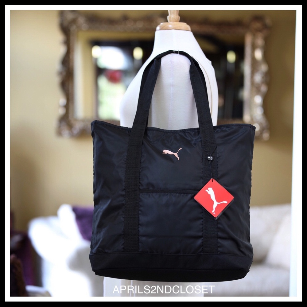 PUMA LARGE BLACK TRAVEL SHOULDER TOTE BAG - Picture 2 of 7